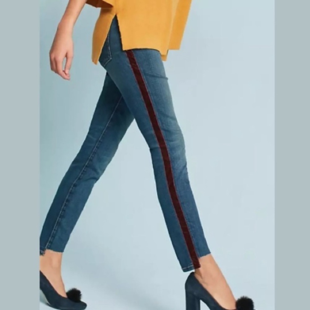Current Elliott side velvet stripe stiletto jeans